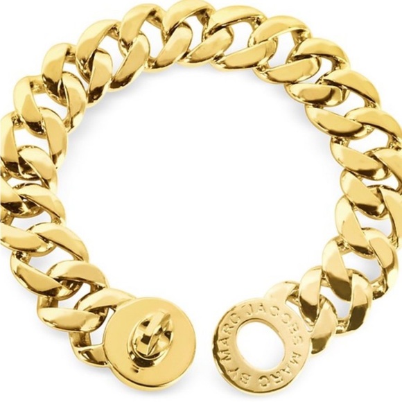 Marc By Marc Jacobs Jewelry - Marc by Marc Jacobs Chain Link Turn Lock Logo Bracelet Gold